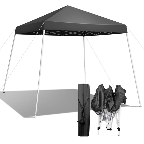 6x6ft Pop Up Canopy Tent, Outdoor Tent Canopy Foldable Portable Canopies for Camping, Patio, Easy Up Gazebo Canopy with Carry Bag Slant Legs, Dark Grey