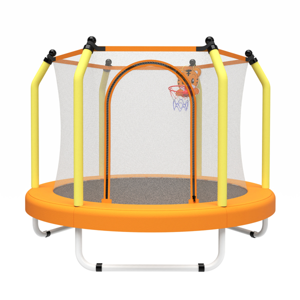 55-inch Trampoline for Kids Indoor & Outdoor Small Toddler Trampoline with Basketball Hoop