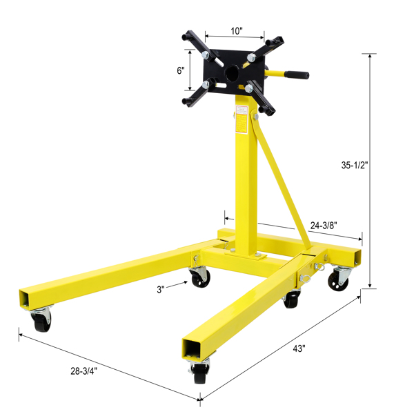 Folding Engine Stand 2000 LBS Capacity Motor Hoist 360 Degree Adjustable Mounting Head Dolly Mover Auto Repair Rebuild Jack