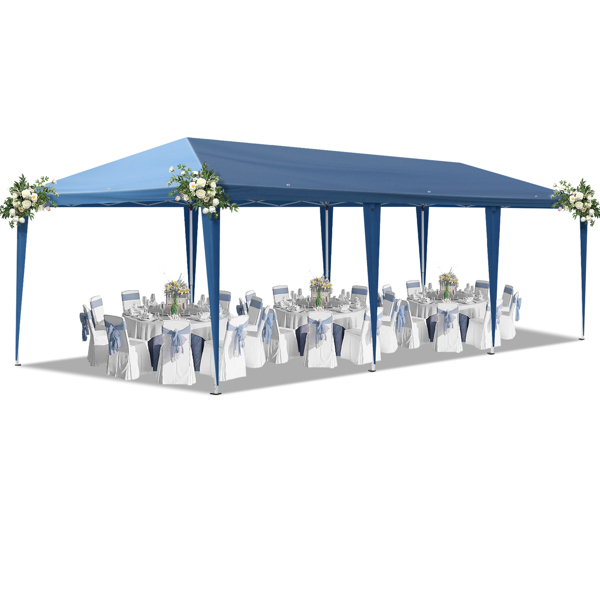 10x30ft Outdoor Pop Up Canopy, Portable Instant Canopy Tent for Outdoor Events Party Wedding Birthday Graduation, Blue