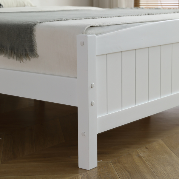 FCH Queen Pine Single-Layer Core Vertical Stripe Full-Board Curved Headboard With The Same Bed Tail Wooden Bed White