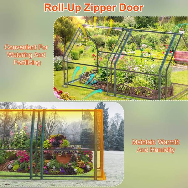 70.86*33.46*37.4 in Portable Mini Greenhouse With Roll-Up Zipper Doors Waterproof UV-Resistant PVC Cover Hot House For Indoor Outdoor Garden Patio Backyard 