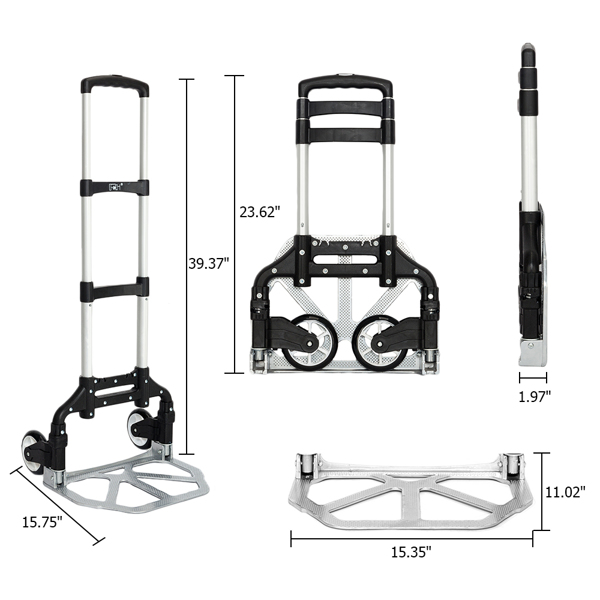 Portable Foldable Telescopic Trolley Trolley Luggage Trolle Black