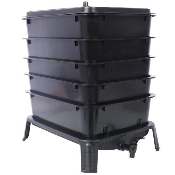 5-Layer Worm Compost Bin, 50L Worm Composter, Easy Setup Inclusive Worm Farm Kit for Recycling Food Waste