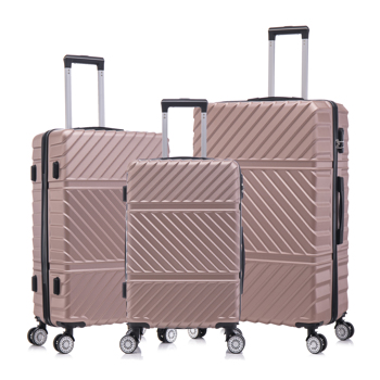 3-piece travel lightweight suitcase with wheels, password lock, business and travel carry on luggage, rose gold (20 inches/24 inches/28 inches)