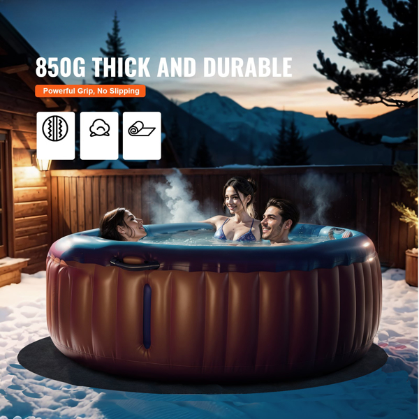 80 Inch Diameter Round Hot Tub Mat, Extra Large Inflatable Hot Tub Pad, WSlip-Proof Backing, Absorbent Spa Pool Ground Base Flooring Protector Mat Reusable Outdoor & Indoor(Excluding bathtub)