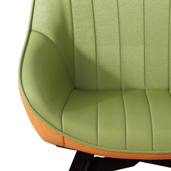 一套4把餐椅，中世纪现代厨房餐椅，黑色金属腿PU装饰椅，适合家庭和厨房（绿色和橙色）-13