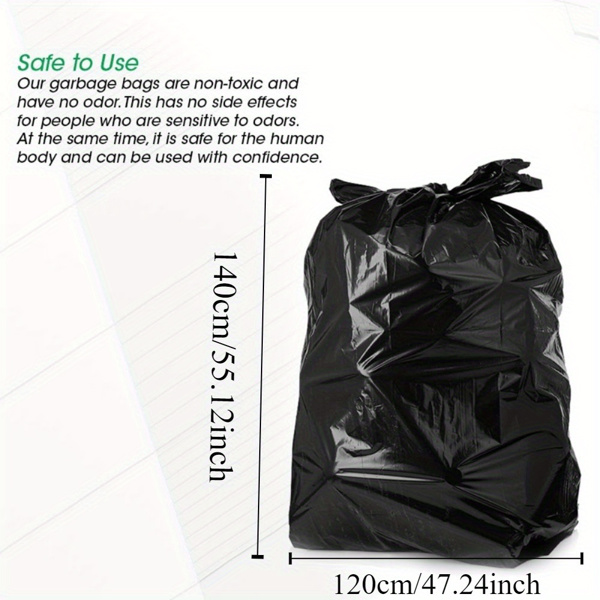 65Gallon heavy-duty black garbage bag -1.9 MIL thick, sturdy, durable, large capacity - very suitable for household and commercial use -47in * 55in disposable garbage bag, 50PCS