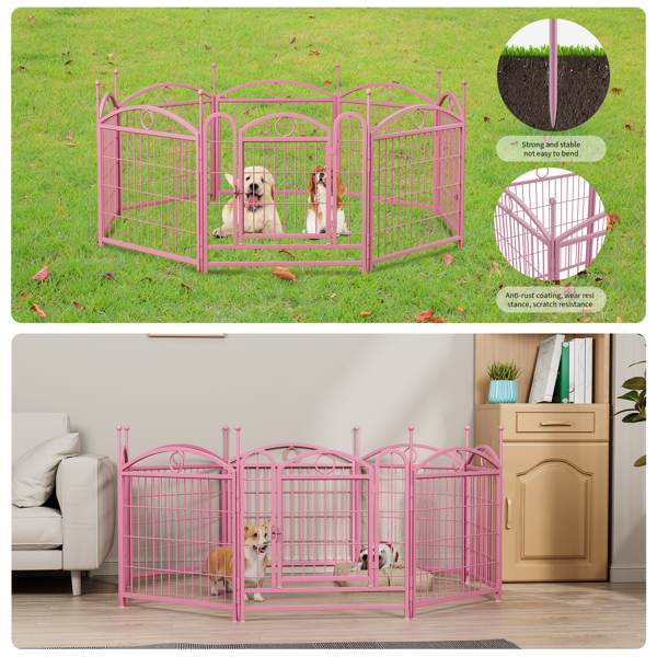 Dog Playpen Indoor 24 inch 8 Panels Metal Dog Pen Pet Dog Fence Outdoor Exercise Pen with Doors, Heavy Duty Dog Fence Puppy Pen for Large Medium Small Dogs Indoor Outdoor Foldable Pet Exercise Pen