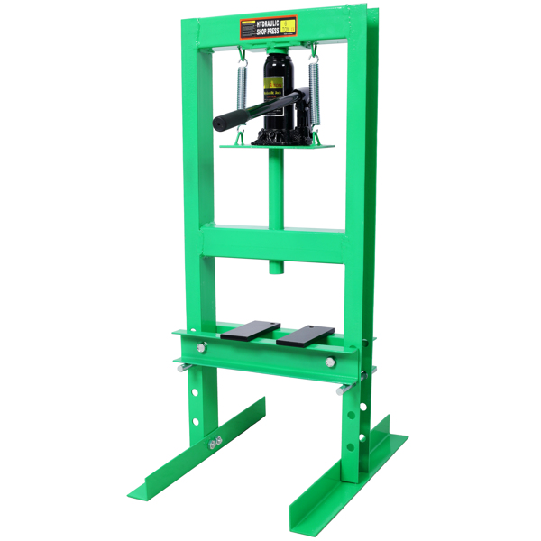 6 Ton Hydraulic Press, Benchtop Hydraulic Shop Press, H-Frame Garage Floor Press with Press Plates, Adjustable Working Table Height, Green