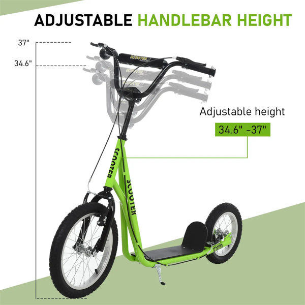   youth scooter is equipped  Dual Brakes  - Green