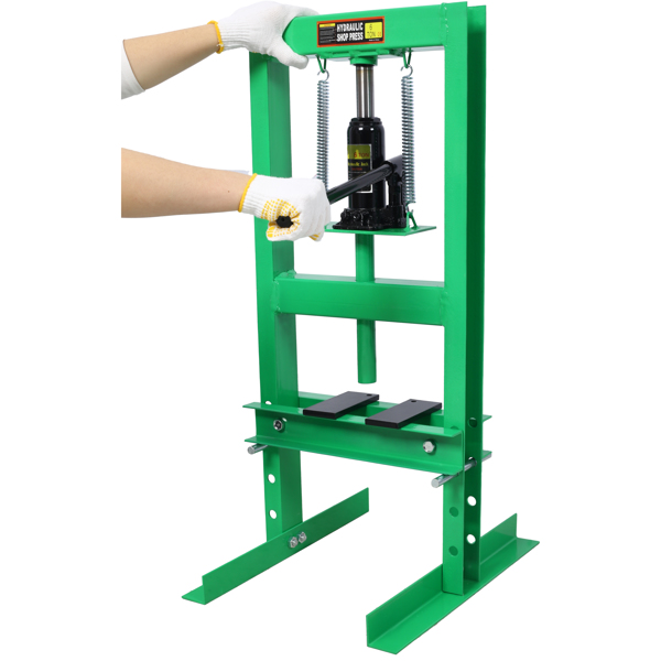 6 Ton Hydraulic Press, Benchtop Hydraulic Shop Press, H-Frame Garage Floor Press with Press Plates, Adjustable Working Table Height, Green