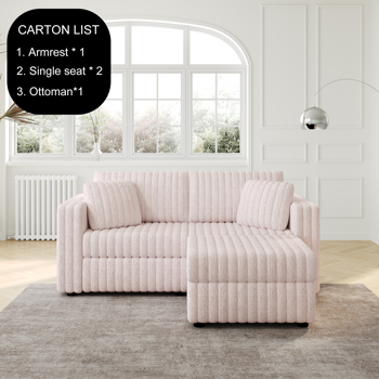 75.6\\"Soft  Modular 2-person Sofa with Hydraulic Lift. Highly Comfortable & Stylish. Matches 30.7\\" Ottoman. Ideal for Bedroom & Living Room. Light Pink