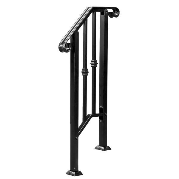 Matte Black Outdoor 1st Tier Iron Handrail