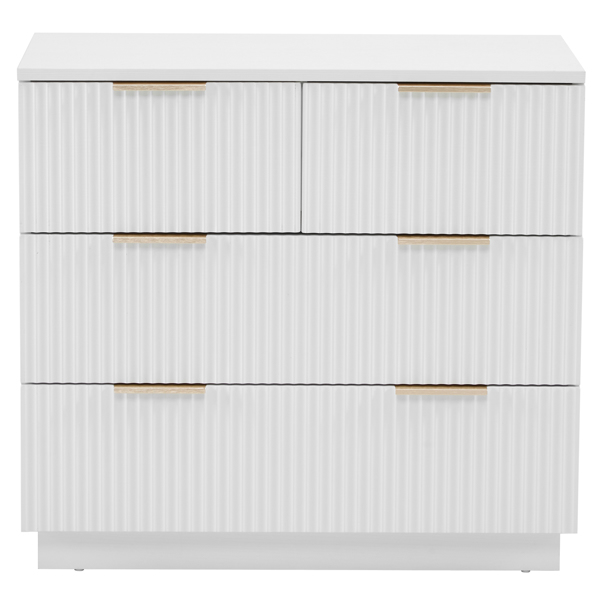 FCH White P2 Particle Board and Density Board Wavy Pattern Drawer Front Three-Level Four-Drawer Bedside Cabinet