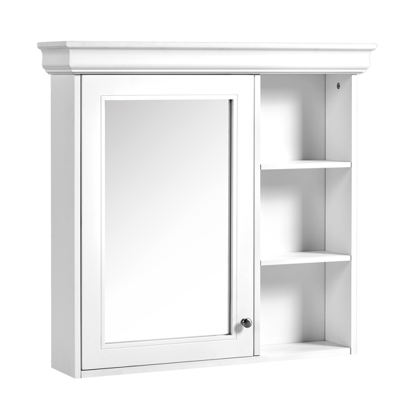 30'' x 28'' Bathroom Medicine Cabinet with Mirror, Wall Mounted Mirror Cabinet with Storage Organizer, Over the Toilet Storage White Storage Cabinet for Bathroom