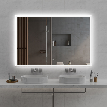 72\\"x48\\" Modern LED Smart Mirror Bathroom Mirror, Front Lit & Back Lit With 3 Color Adjustable, Memory Function, Anti-Fog, Time Mode Control[Unable to ship on weekends]