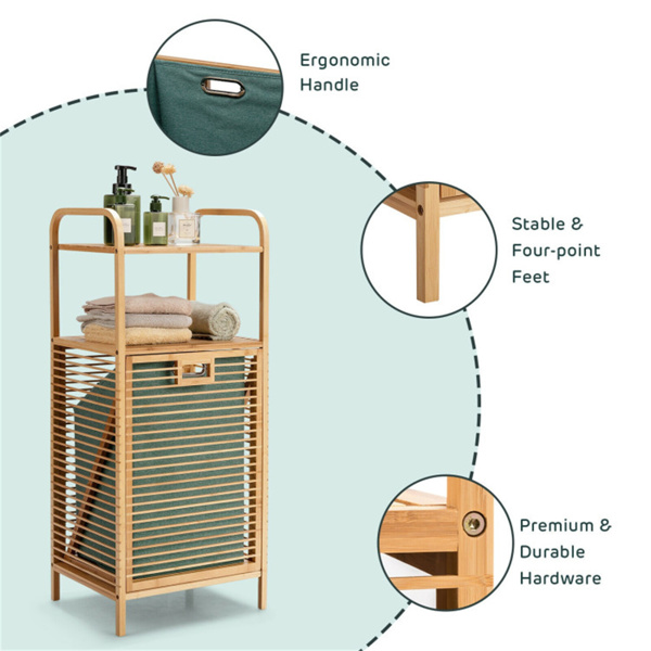 Bamboo Bathroom Shelf with Tilt-out Laundry Hamper