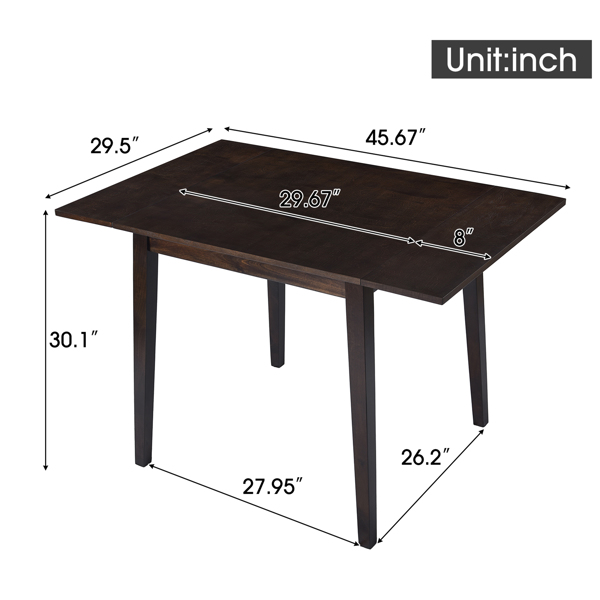 29"- 45" Extendable Dining Table for 4, Folding Kitchen Table with Rubberwood Legs, Space-Saving Dinner Table for Living Room, Kitchen, Dining Room, Small Space (Only Table)