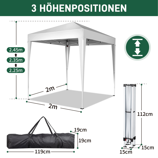 6.5x6.5ft Pop Up Canopy Tent, Outdoor Tent Canopy Foldable Portable Canopies for Camping, Patio, Easy Up Gazebo Canopy with Carry Bag, White