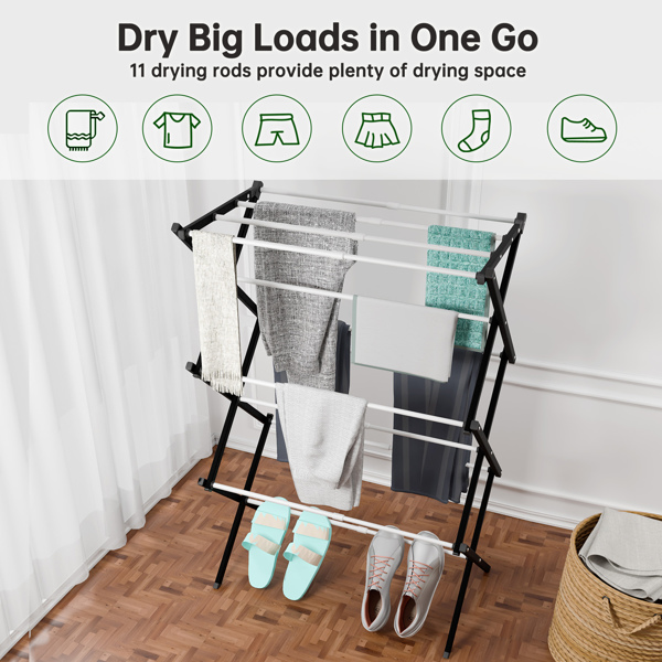 1pc, Foldable Portable Laundry Drying Rack for Indoor Air Drying Clothing, Collapsible Clothes Drying Rack, for Air Drying Clothing, Black and White