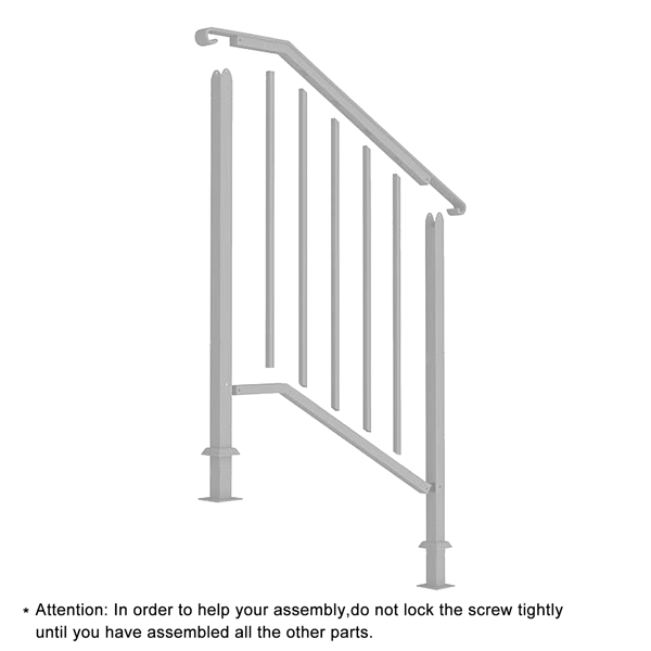 Handrails for Outdoor Steps, Iron Handrail Fits 2 Step, Transitional Handrail with Installation Kit, White（same as 74664377）