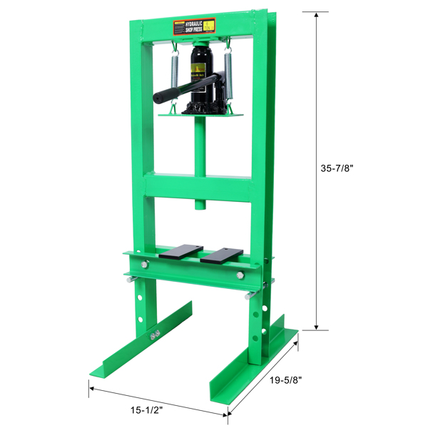 6 Ton Hydraulic Press, Benchtop Hydraulic Shop Press, H-Frame Garage Floor Press with Press Plates, Adjustable Working Table Height, Green