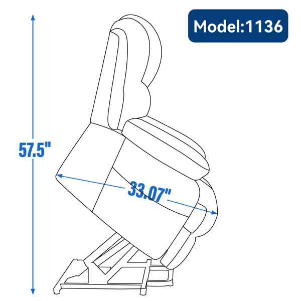 23" Seat Width and High Back Large Size Beige Chenille Power Lift Recliner Chair with 8-Point Vibration Massage and Lumbar Heating