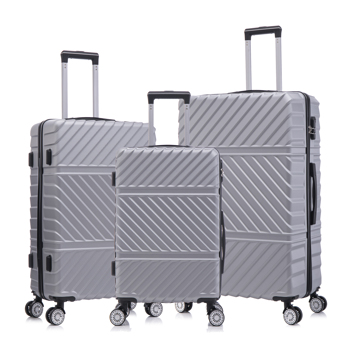 3-piece travel lightweight suitcase with wheels, password lock, business and travel carry on luggage, silver gray (20 inches/24 inches/28 inches)