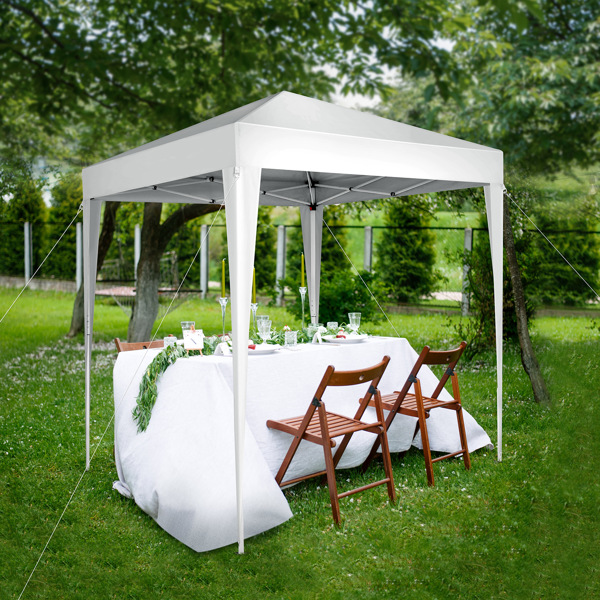 6.5x6.5ft Pop Up Canopy Tent, Outdoor Tent Canopy Foldable Portable Canopies for Camping, Patio, Easy Up Gazebo Canopy with Carry Bag, White