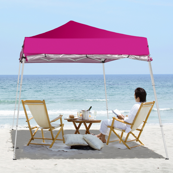 6x6ft Pop Up Canopy Tent, Outdoor Tent Canopy Foldable Portable Canopies for Camping, Patio, Easy Up Gazebo Canopy with Carry Bag Slant Legs，pink