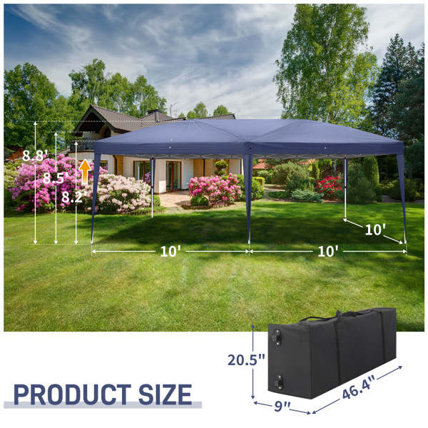 3 x 6m Four Windows Practical Waterproof Folding Tent Blue