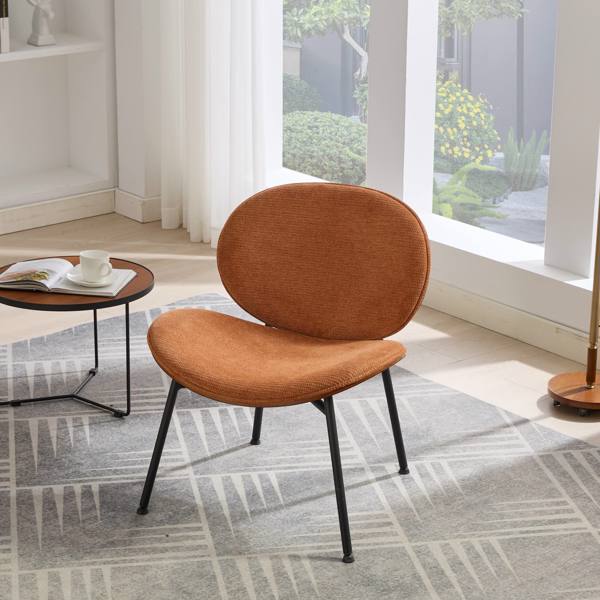 Mid-Century Modern Shell Chair Single Side Chair Tripod,Orange fabric Lounge Chair in Walnut Finish Comfortable Backrest,Orange color,SW1871OG