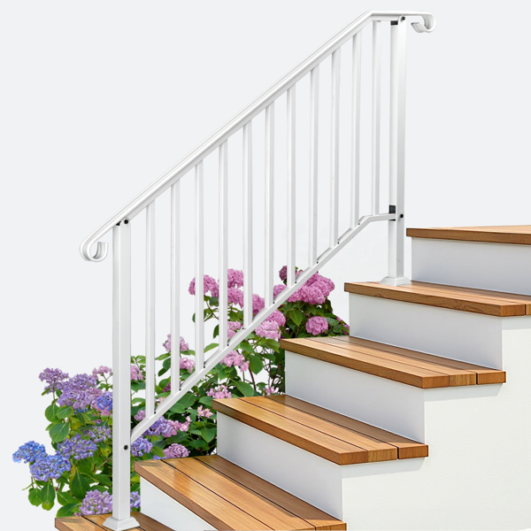 Outdoor 4 Level Iron Handrail Matte White