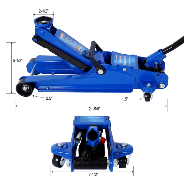 2.5 Ton Low Profile, Heavy-Duty Steel Racing Floor Jack with Single Piston Lift Pump, Lifting Range 3.5"-14.50"