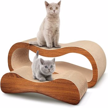 2 in 1 Cat Scratcher Cardboard Lounge Bed, Cat Scratching Board, Durable Board Pads Prevents Furniture Damage,Large