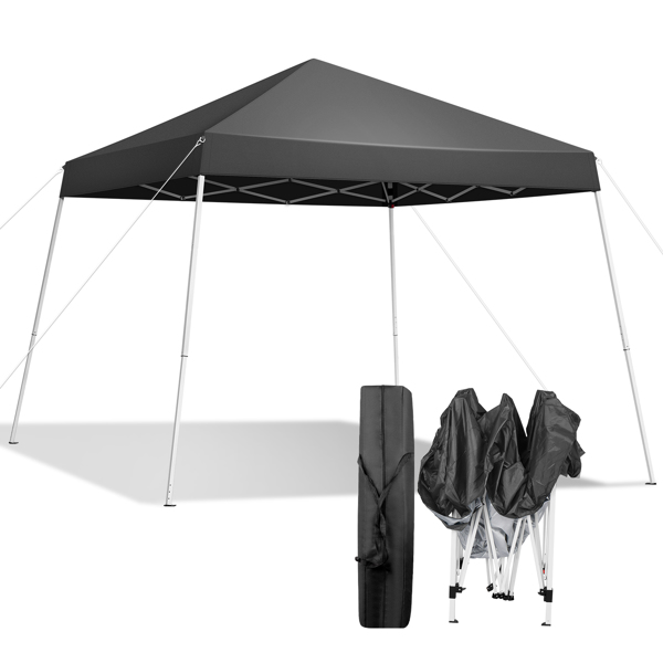 8x8ft Pop Up Canopy Tent, Outdoor Tent Canopy Foldable Portable Canopies for Camping, Patio, Easy Up Gazebo Canopy with Carry Bag Slant Legs, Dark Grey