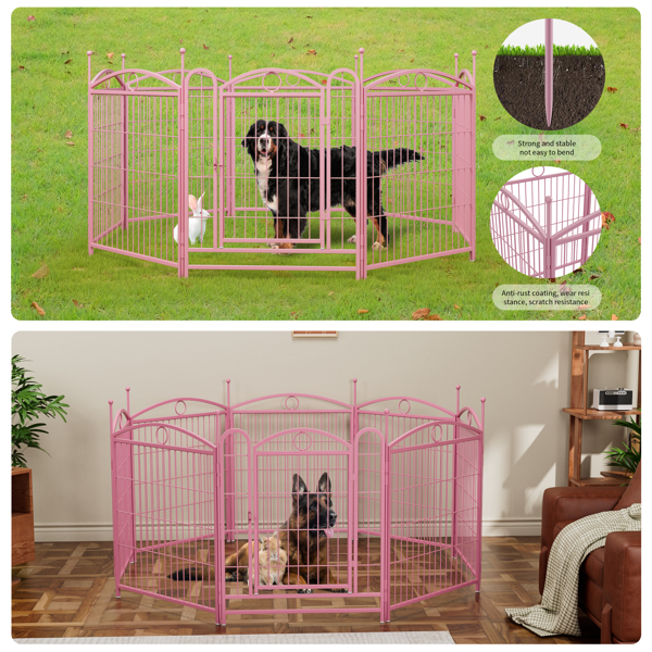 Dog Playpen Indoor 32 inch 8 Panels Metal Dog Pen Pet Dog Fence Outdoor Exercise Pen with Doors, Heavy Duty Dog Fence Puppy Pen for Large Medium Small Dogs Indoor Outdoor Foldable Pet Exercise Pen