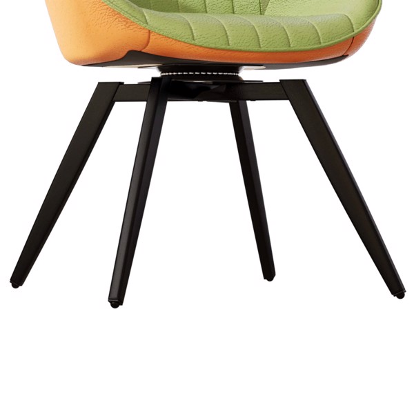 一套4把餐椅，中世纪现代厨房餐椅，黑色金属腿PU装饰椅，适合家庭和厨房（绿色和橙色）-14