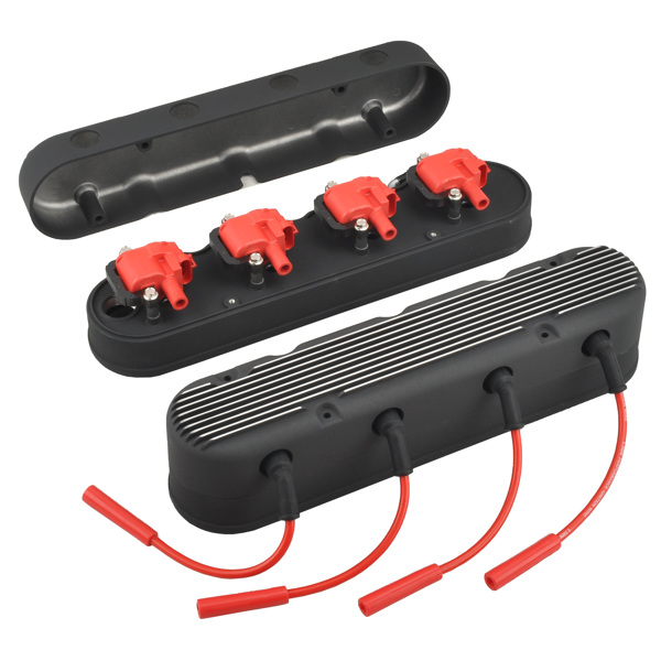 气门室盖 Fit Ford GM LS, black, with high voltage wire and ignition coil MT039001（禁售亚马逊 & TEMU）(不支持无理由退货)-2