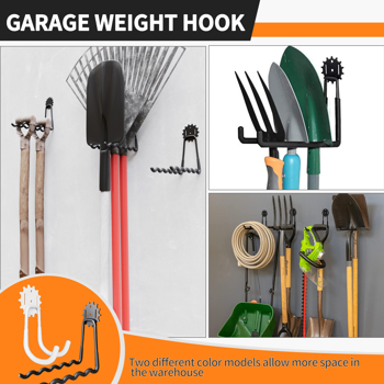 Garage hooks Black and white 8-piece garage hooks Heavy duty utility steel garage storage hooks, utility garage wall hooks for hanging bicycles, ladders and garden tools, black and white