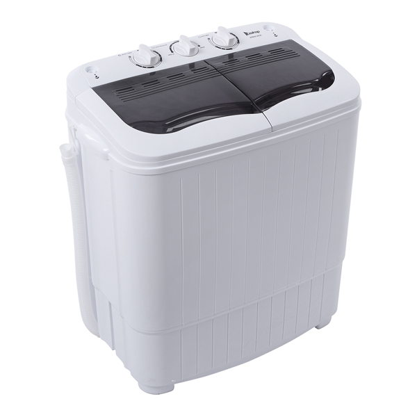 ZOKOP Compact Twin Tub with Built-in Drain Pump XPB35-188S 14.3(7.7 6.6)lbs Semi-automatic Gray Cover Washing Machine