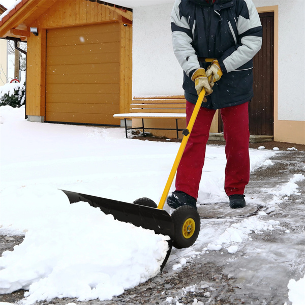 29"  Blade Rolling Snow Shovel Rolling Pusher  Yellow