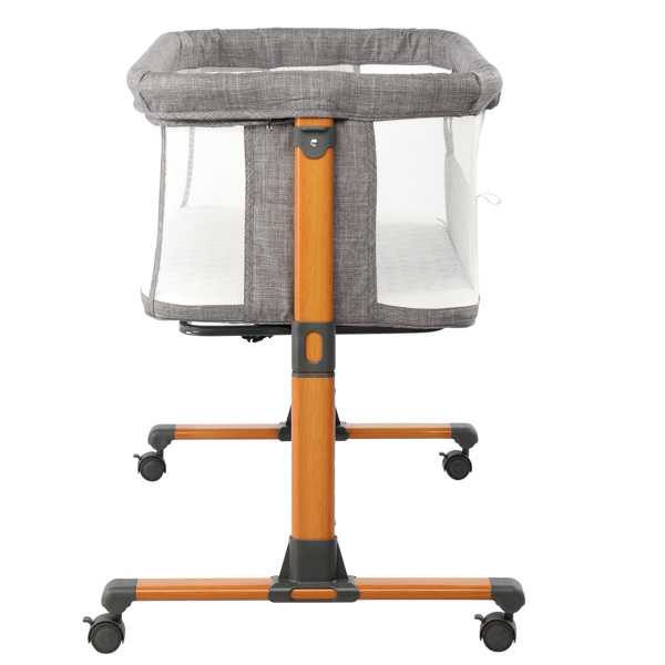 Iron pipe + plastic 150D encrypted cationic fabric gray baby cradle bed model: KT-BSW