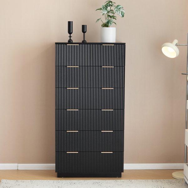 FCH Black P2 Particle Board and Density Board 7241141cm Wavy Pattern Drawer Front Six-Level Seven-Drawer Cabinet