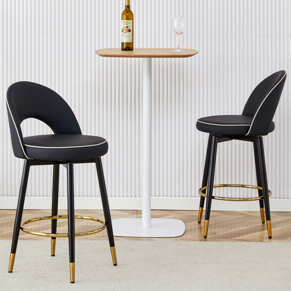 360 ° rotatable bar chair.Modern PU comfortable upholstered bar chair with smooth and beautiful metal legs for dining room, kitchen, terrace and guest office chair .