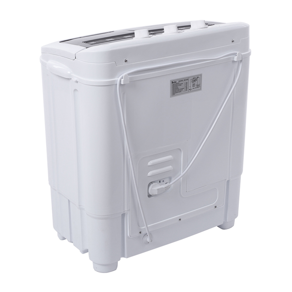 ZOKOP Compact Twin Tub with Built-in Drain Pump XPB35-188S 14.3(7.7 6.6)lbs Semi-automatic Gray Cover Washing Machine