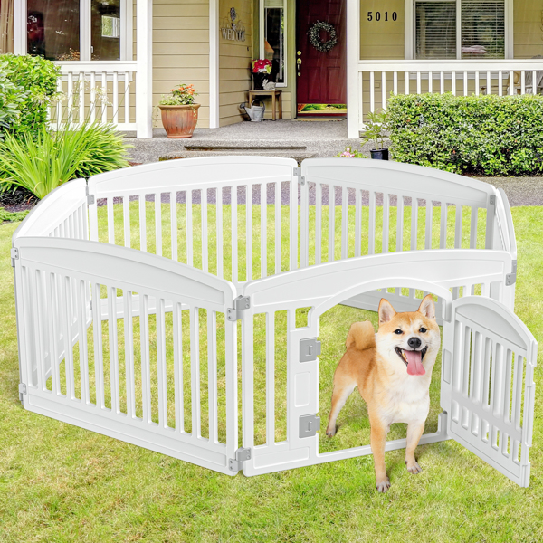 Dog Playpen Adjustable Folding Portable Pet Fence for Small to Medium Dogs Indoor Outdoor Use,6-Panel,White