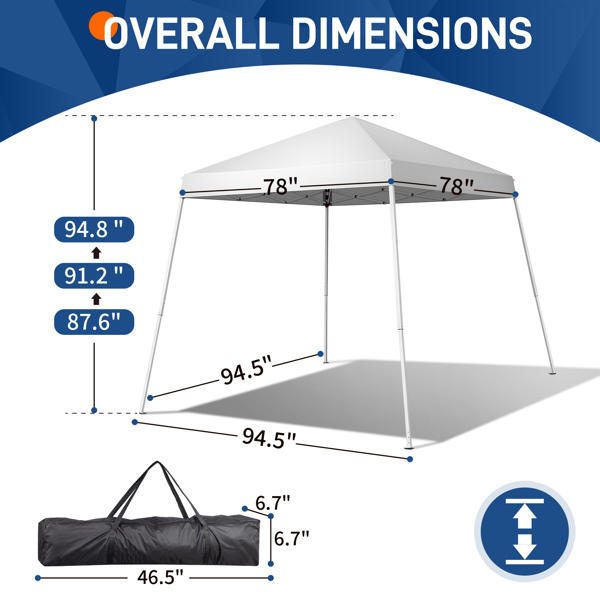 2.4 x 2.4m Portable Home Use Waterproof Folding Tent White