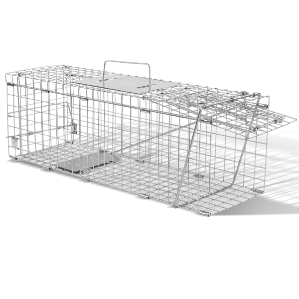 24" Live Animal Cage Trap, Heavy Duty Folding Raccoon Trap, Humane Cat Trap with Handle for Rabbits, Stray Cats, Squirrels, Raccoons, Skunk, Mole, Groundhogs and Opossums